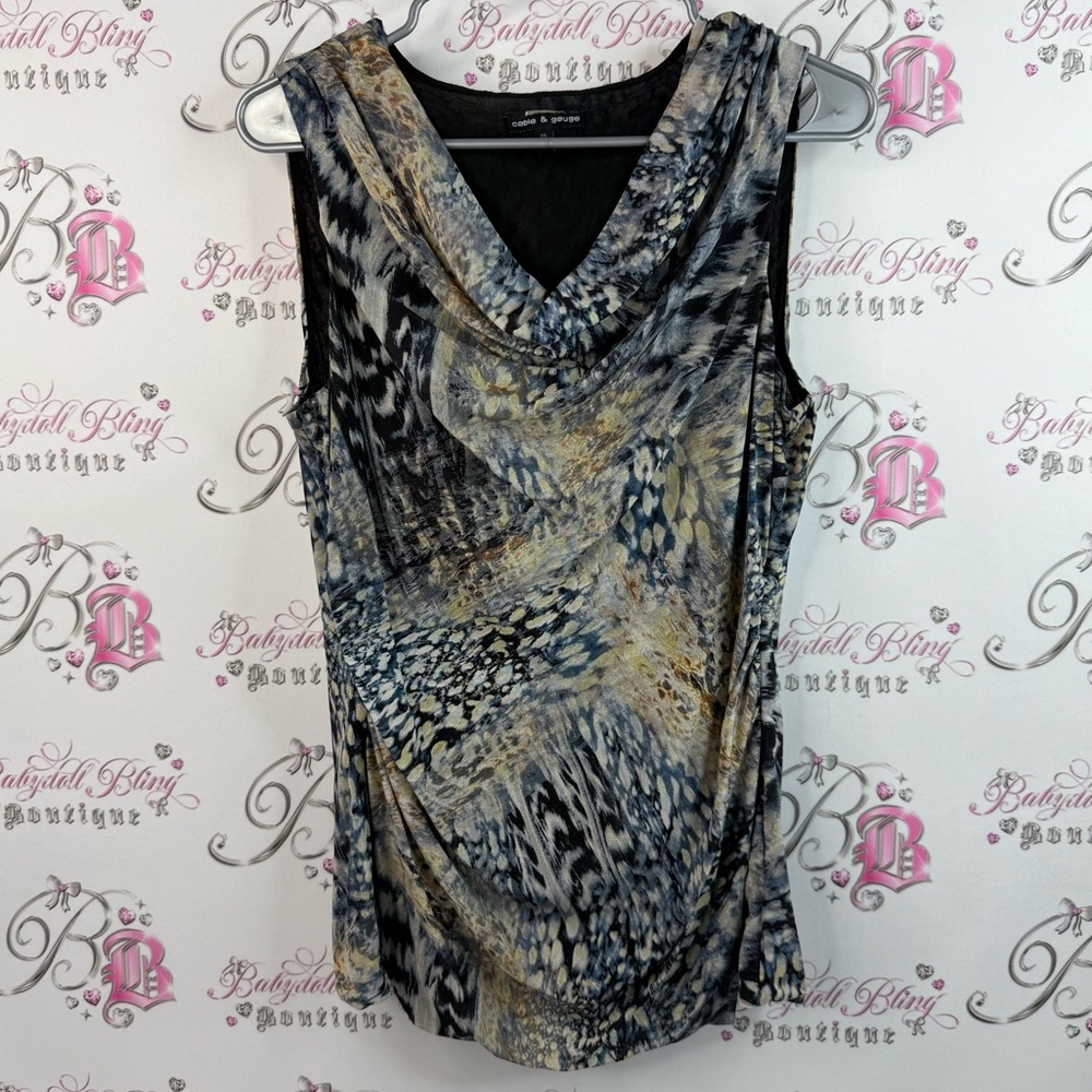 Cable & Gauge tank top towel, neck, cheetah leopard Animal Print Sleeveless Top